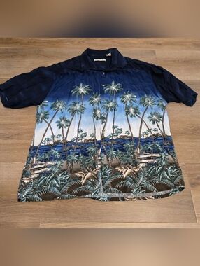 Batik Bay Full Button All Over Print Beach Scene Palm Tree Shirt Size 2XL